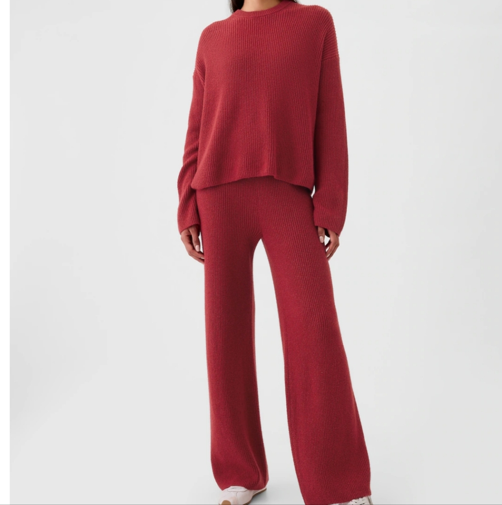 Red Knit Sweater and Pants Set